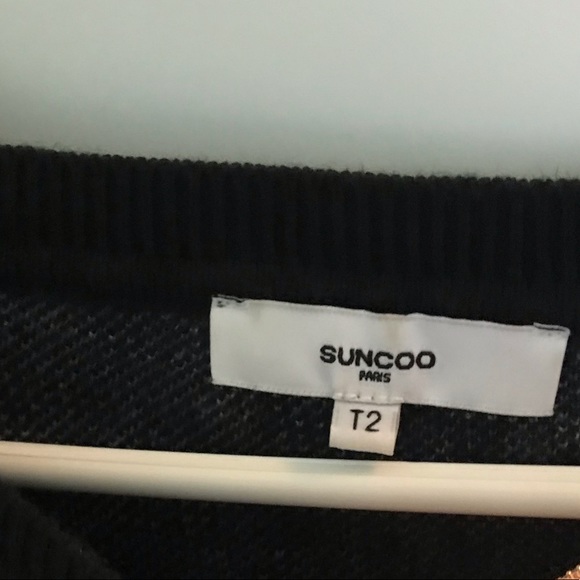 Suncoo Paris Animal Print Knit Pullover Sweater Gray/Black/Blue Size T2 (M) - Picture 8 of 8